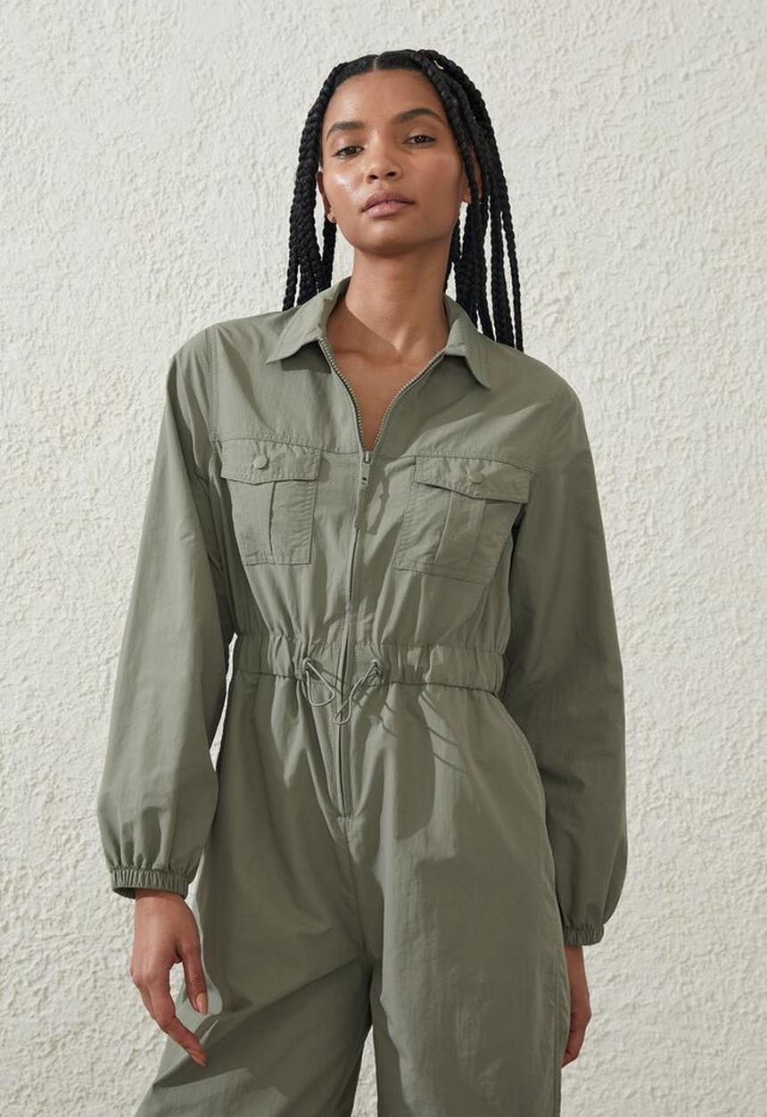 Cotton On - Active utility coverall - dusty khaki
