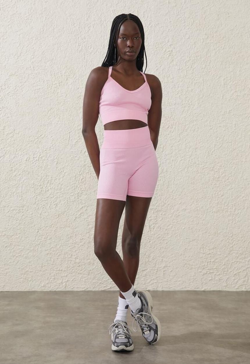 Cotton On - Seamless rib bike short - pink fizz