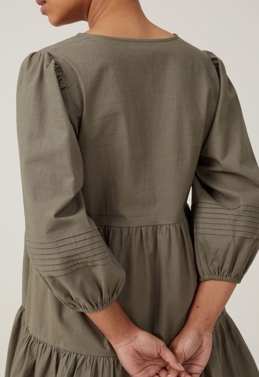 Cotton On - remmie longsleeve mini dress - khaki