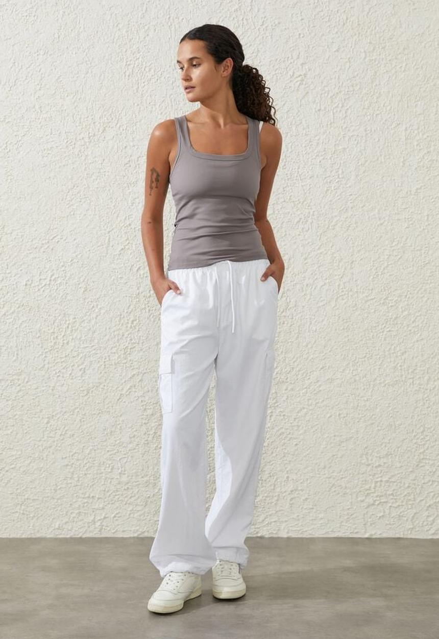 Cotton On - Active rib scoop tank - desert grey