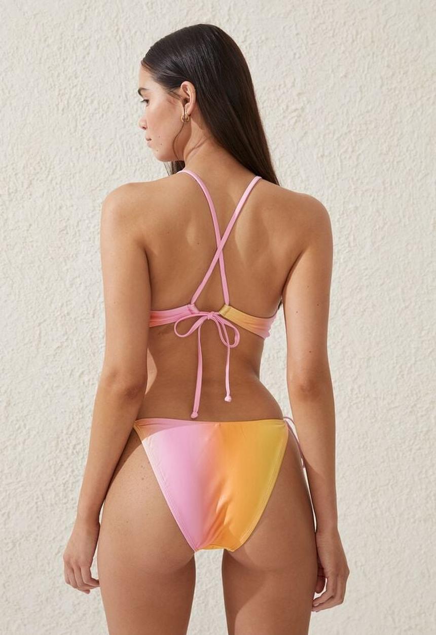 Cotton On - Scoop tri bikini top - charlie ombre pink shimmer