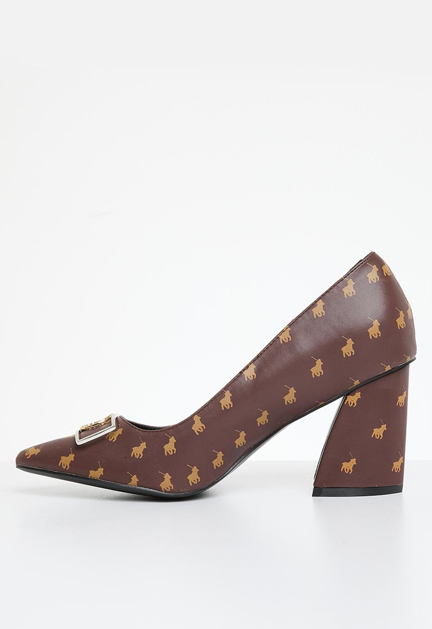 POLO - Monogram block heel - brown