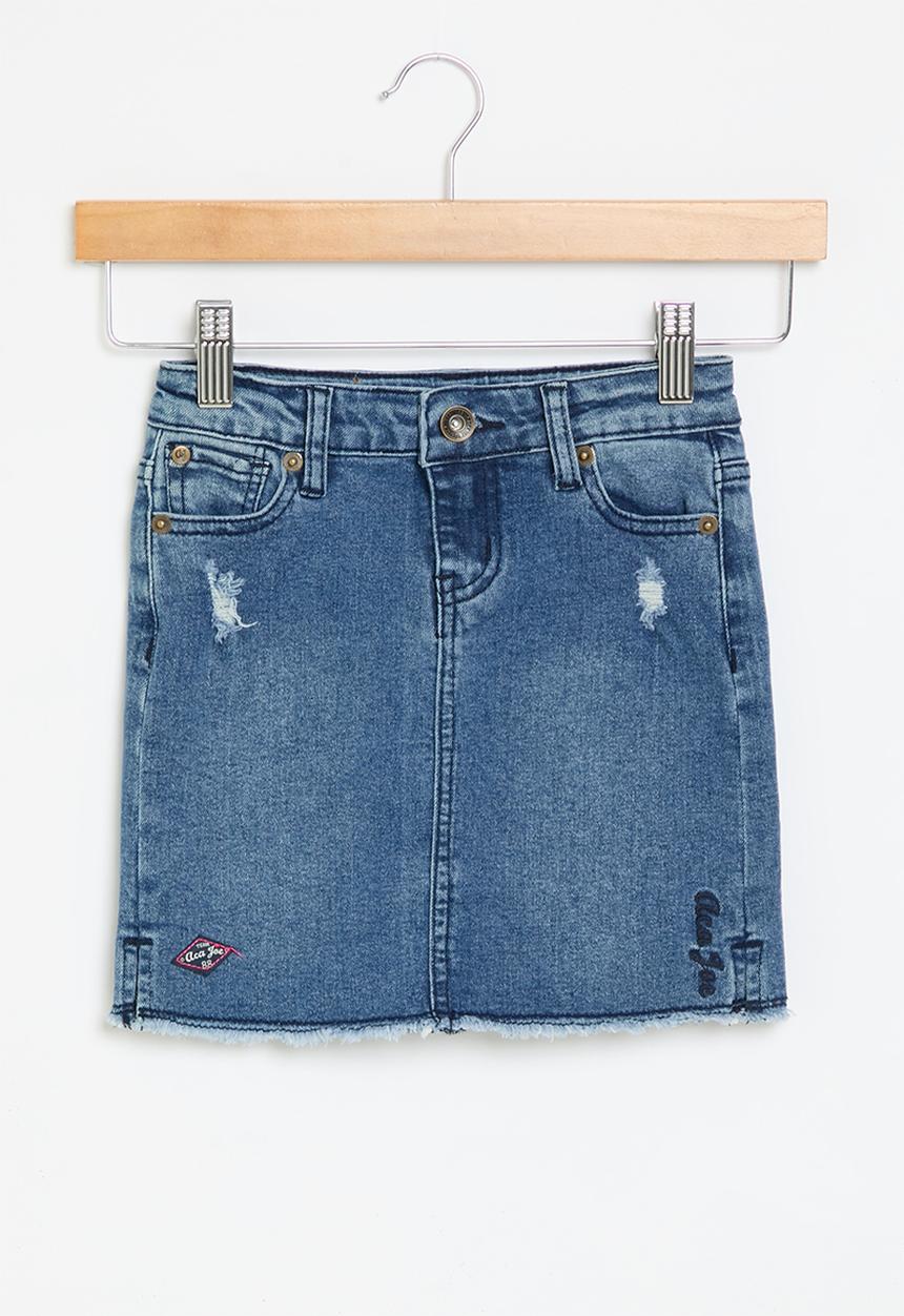 Aca Joe - Washed abrasion stretch denim mini - blue