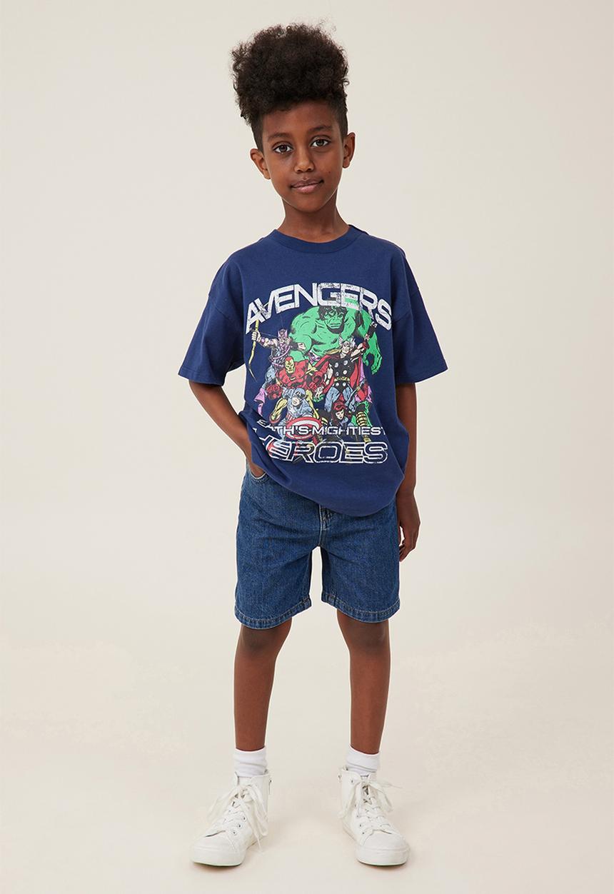 Cotton On - License drop shoulder short sleeve tee - lcn mar in the navy/the avengers heroes