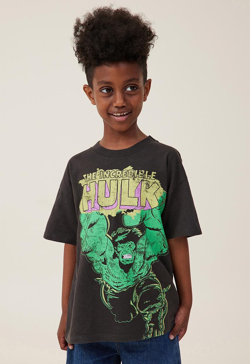 Cotton On - License drop shoulder short sleeve tee - lcn mar phantom/incredible hulk