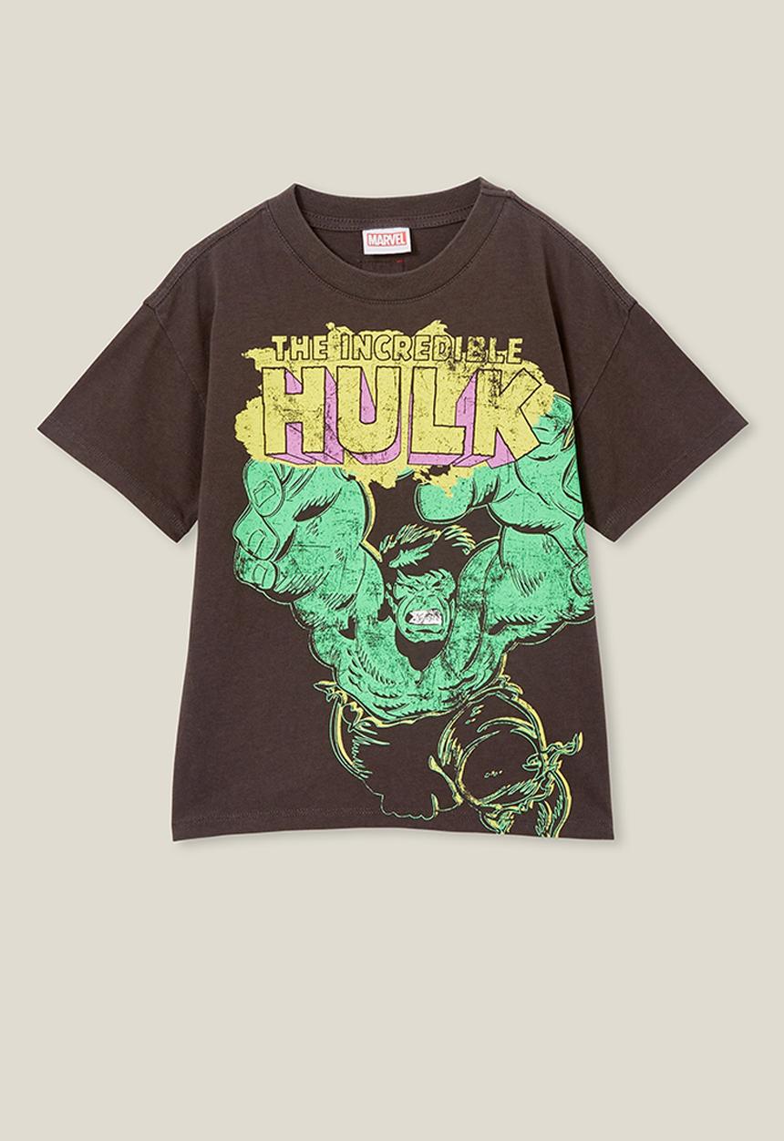 Cotton On - License drop shoulder short sleeve tee - lcn mar phantom/incredible hulk
