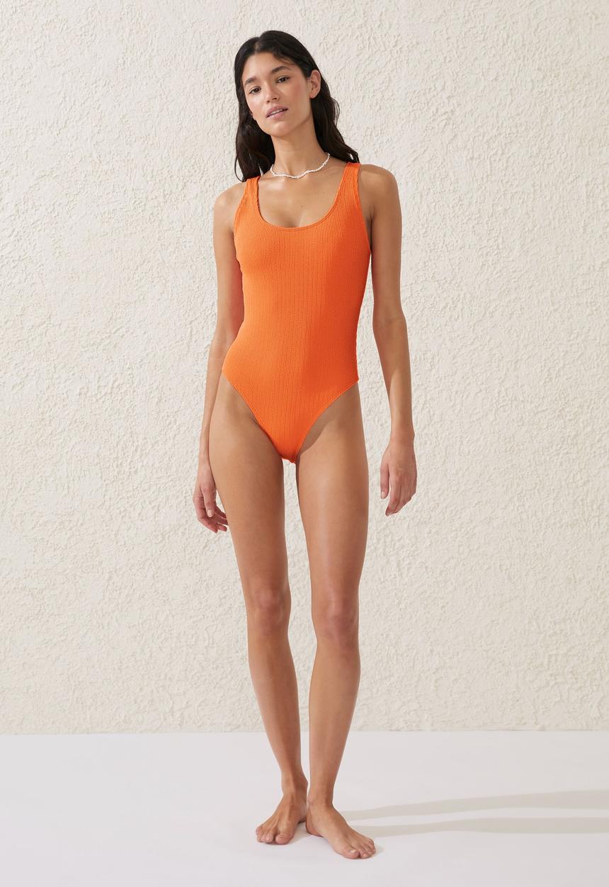 Cotton On - Scoop back one piece cheeky - pomelo crinkle