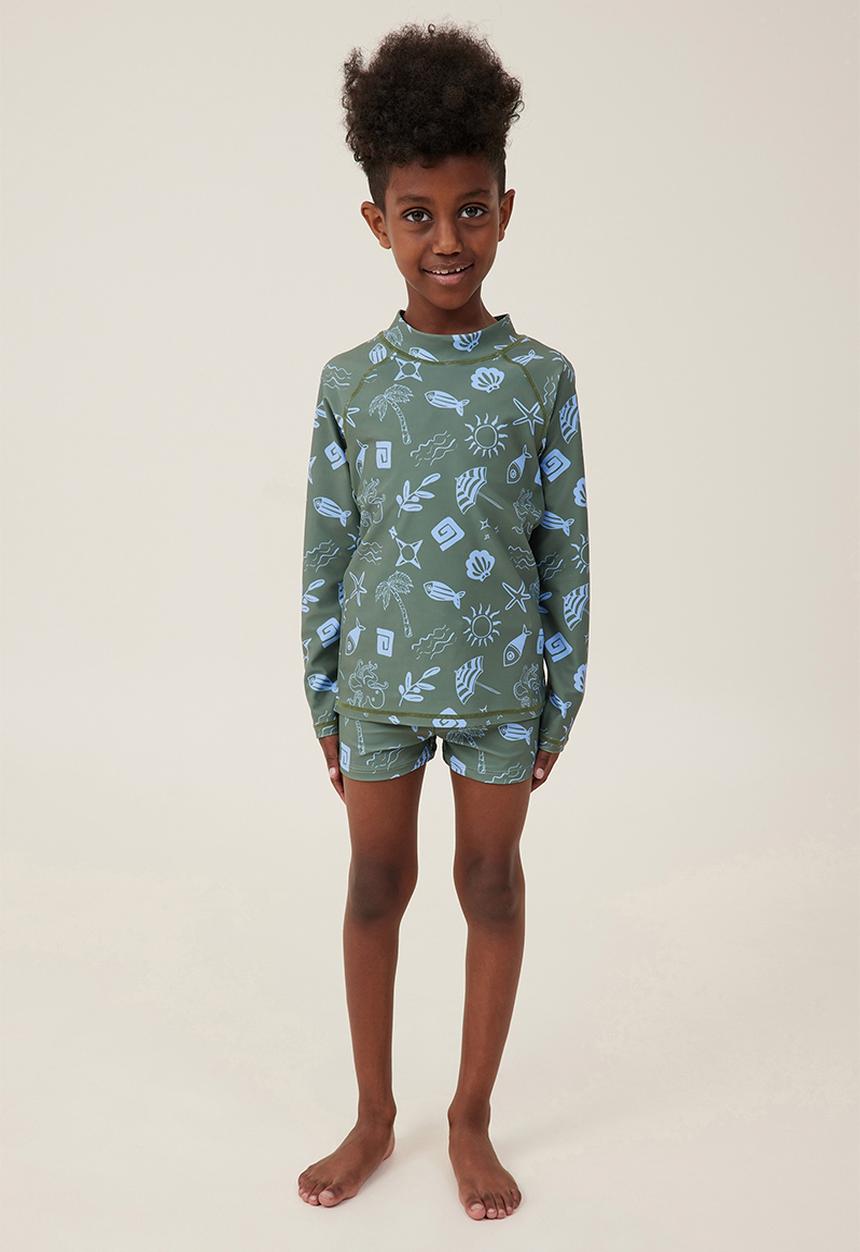 Cotton On - Billy boyleg swim trunk - swag green/dusk blue santorini