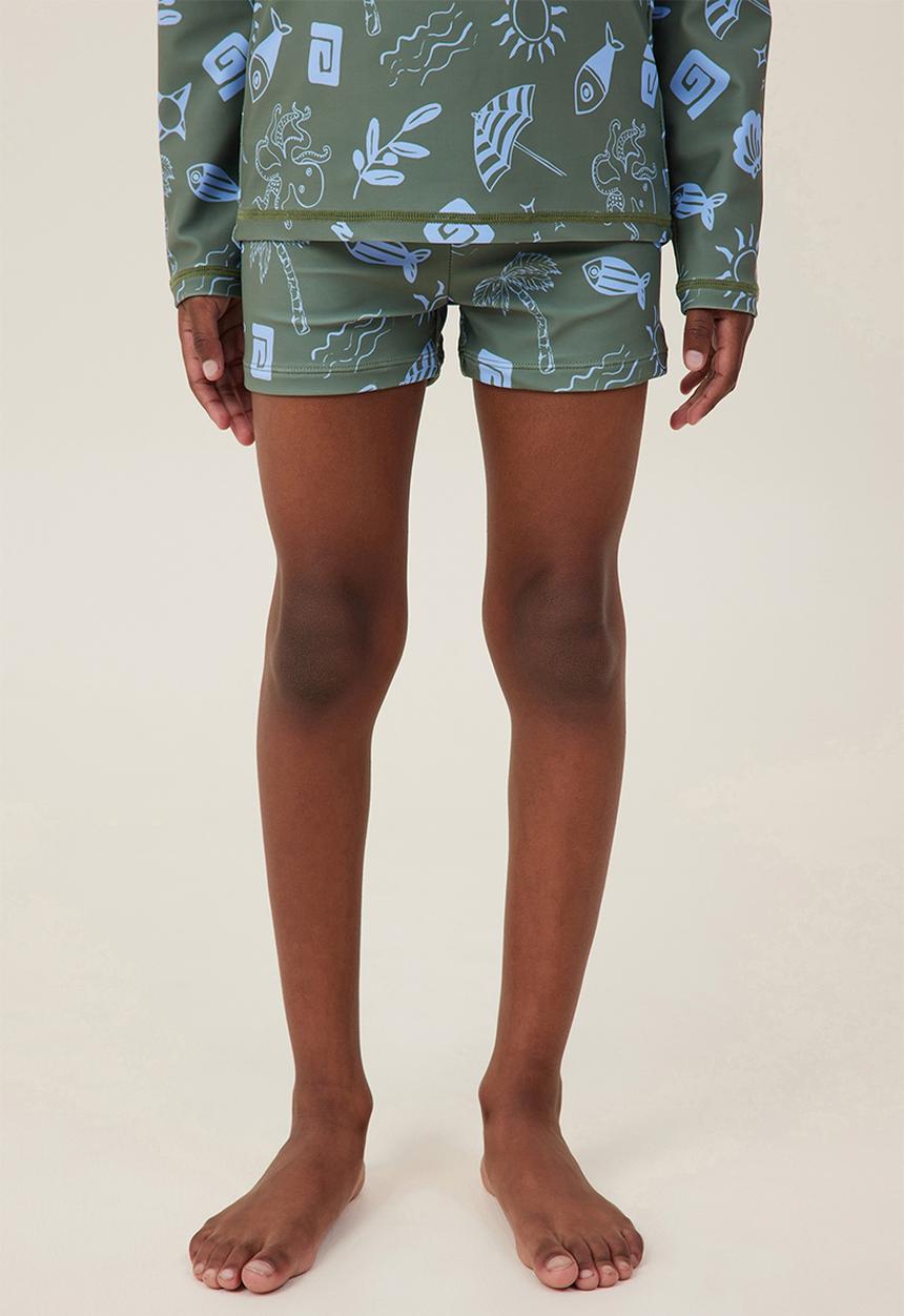 Cotton On - Billy boyleg swim trunk - swag green/dusk blue santorini