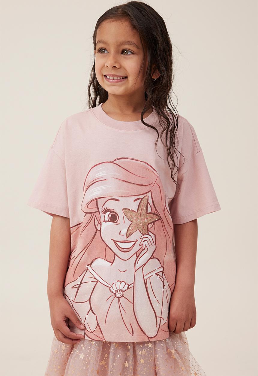 Cotton On - License drop shoulder short sleeve tee - lcn dis ariel/dusty berry