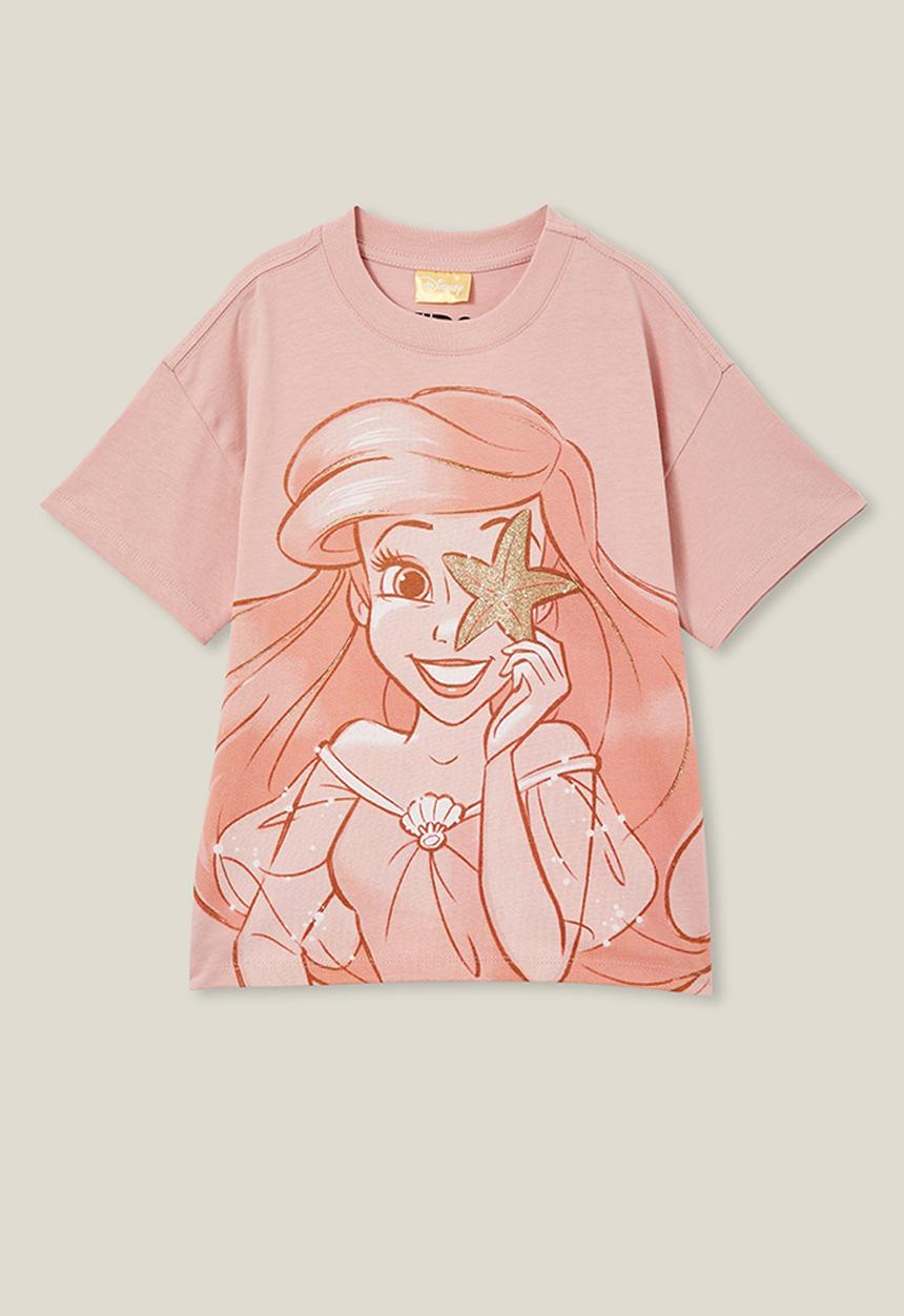 Cotton On - License drop shoulder short sleeve tee - lcn dis ariel/dusty berry
