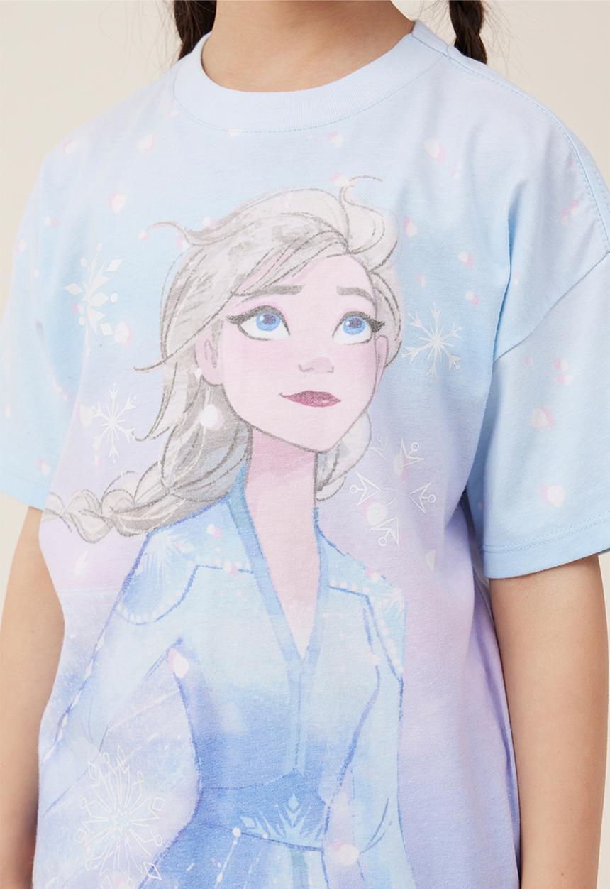 Cotton On - License drop shoulder short sleeve tee - lcn dis elsa/morning blue