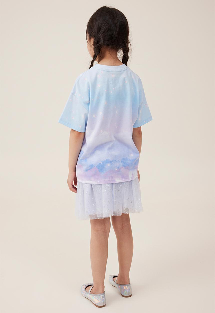 Cotton On - License drop shoulder short sleeve tee - lcn dis elsa/morning blue