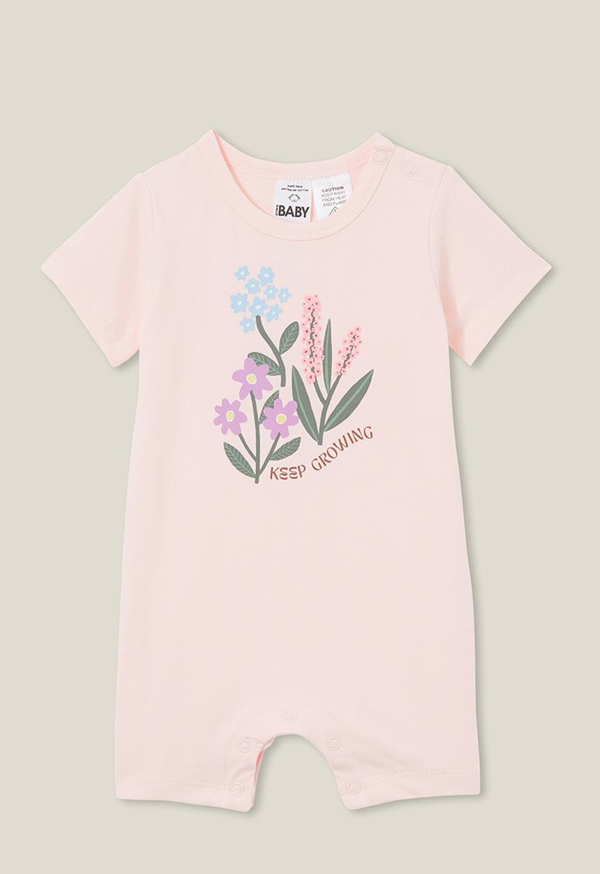 Cotton On - The short sleeve romper - crystal pink/keep growing