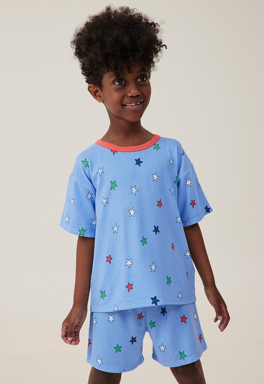Cotton On - Damon short sleeve pyjama set - dusk blue/all the stars