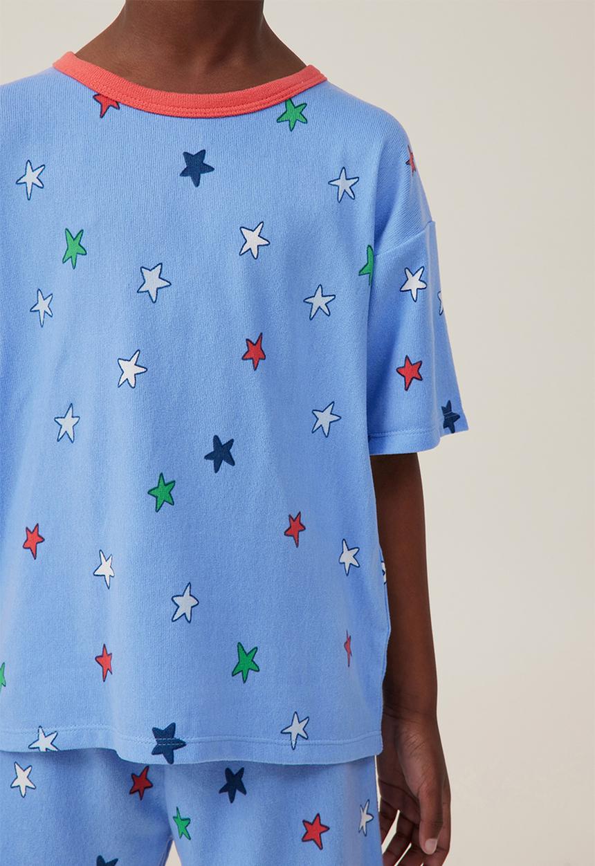 Cotton On - Damon short sleeve pyjama set - dusk blue/all the stars