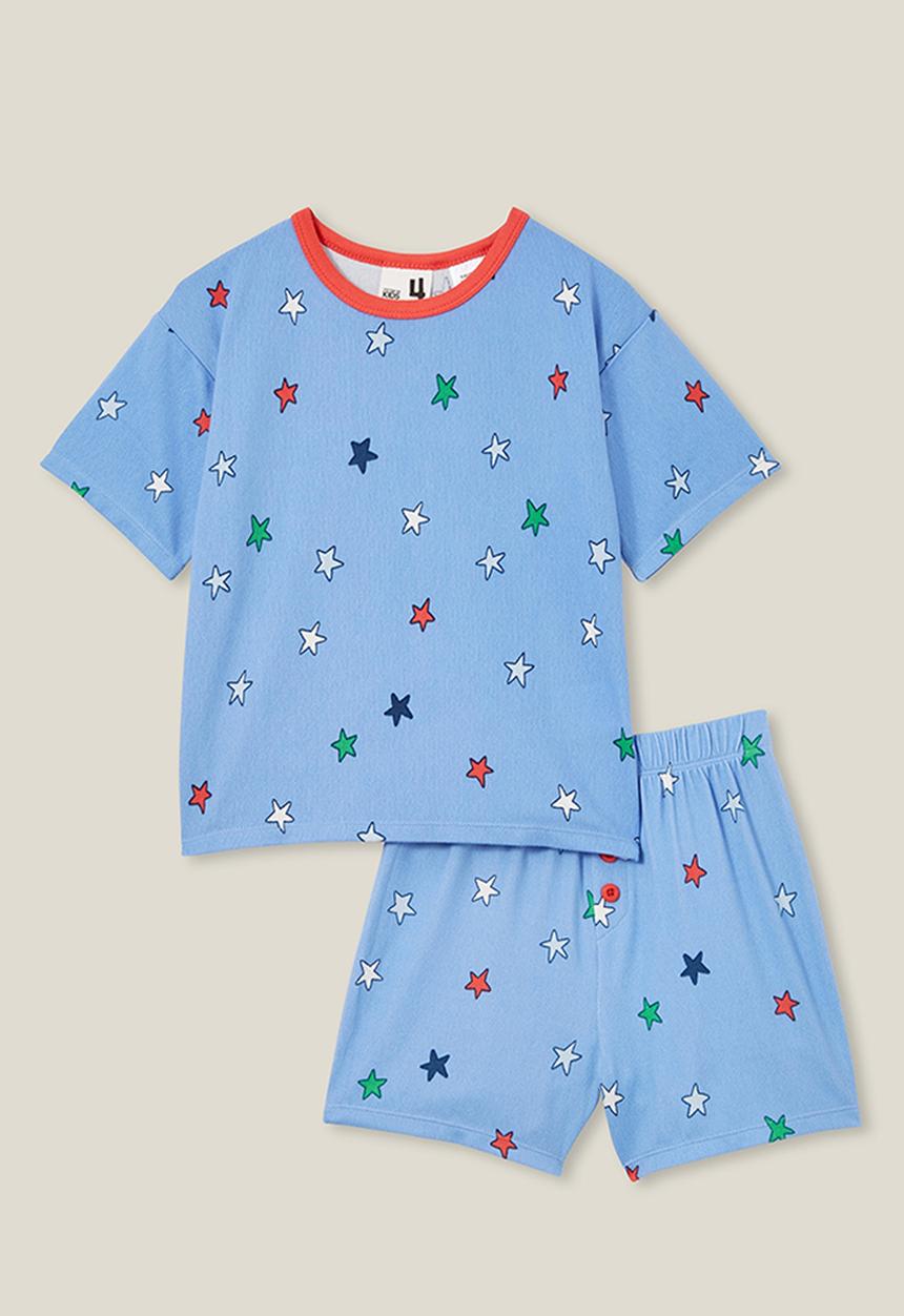 Cotton On - Damon short sleeve pyjama set - dusk blue/all the stars
