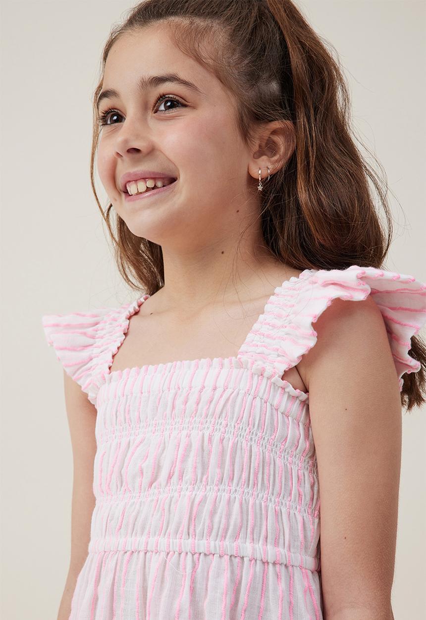 Cotton On - Jeanie flutter sleeve dress - bubblegum pop/stripe