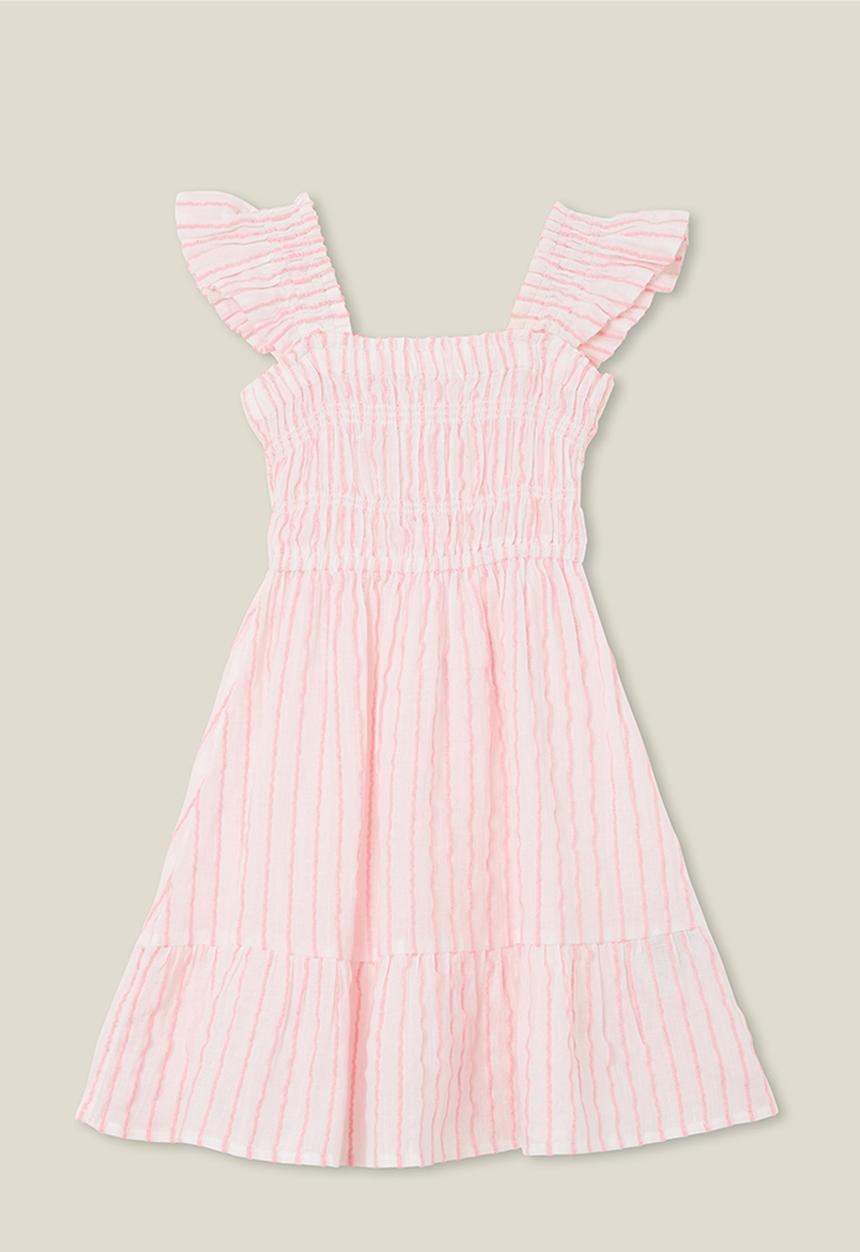 Cotton On - Jeanie flutter sleeve dress - bubblegum pop/stripe