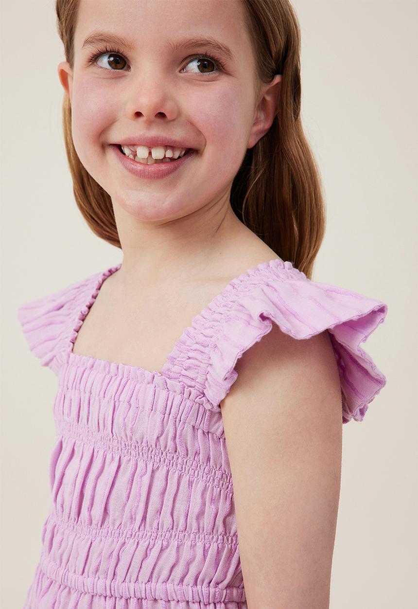 Cotton On - Jeanie flutter sleeve dress - pale violet/lavender dreams stripe