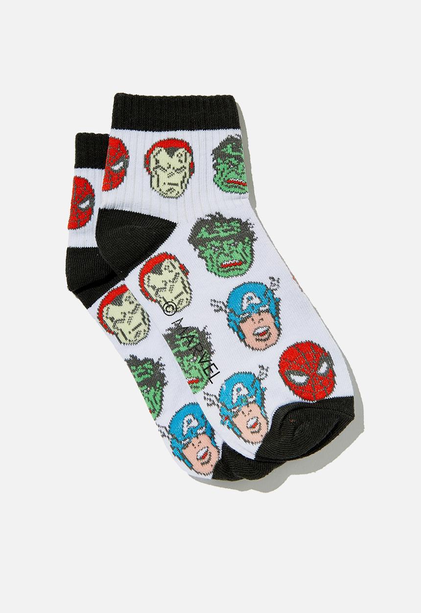 Cotton On - Single pack lcn mid crew sock - lcn mar white/team marvel
