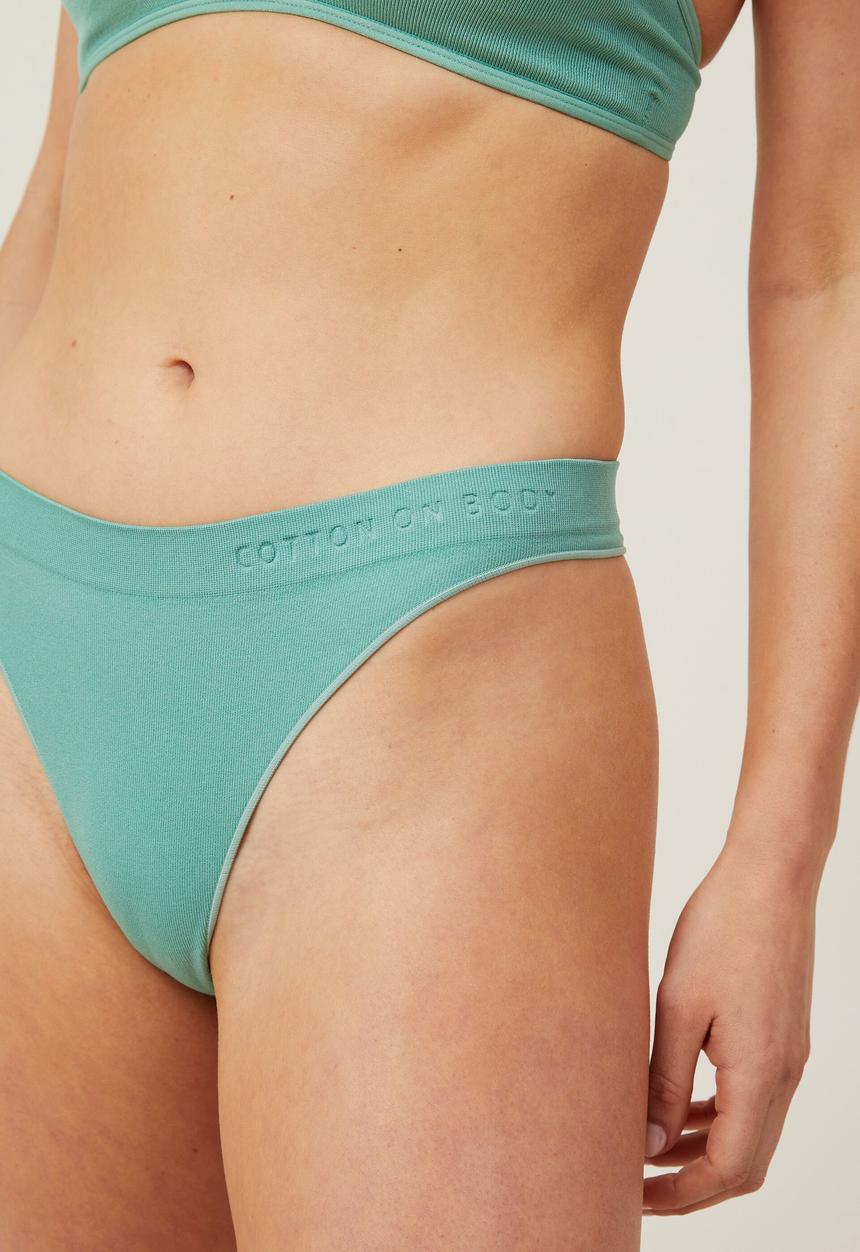 Cotton On - Seamless high cut g string brief - misty jade