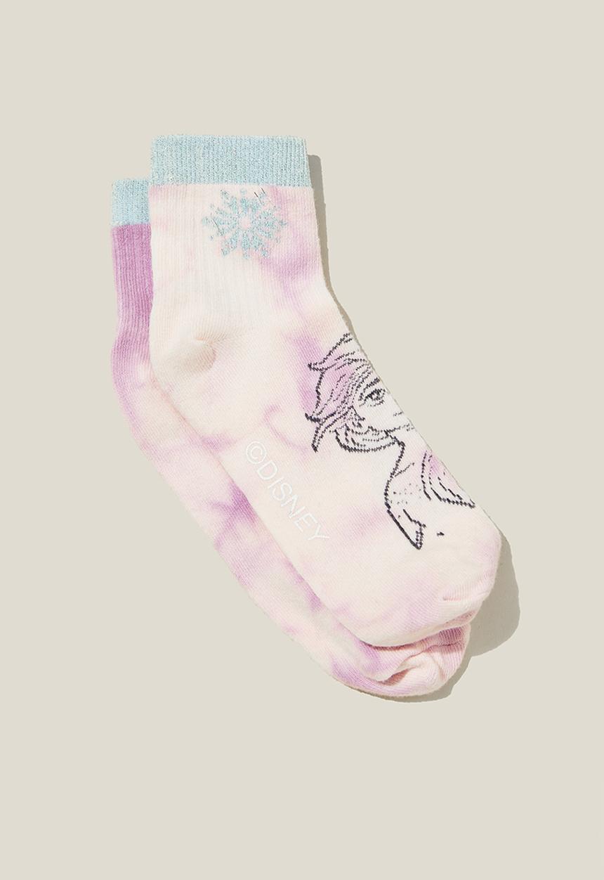 Cotton On - Single pack lcn mid crew sock - lcn dis lilac drop/elsa