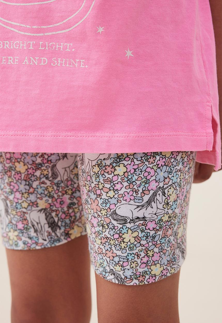 Cotton On - Hailey bike short - white/unicorn garden