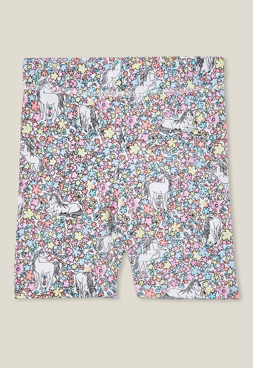 Cotton On - Hailey bike short - white/unicorn garden