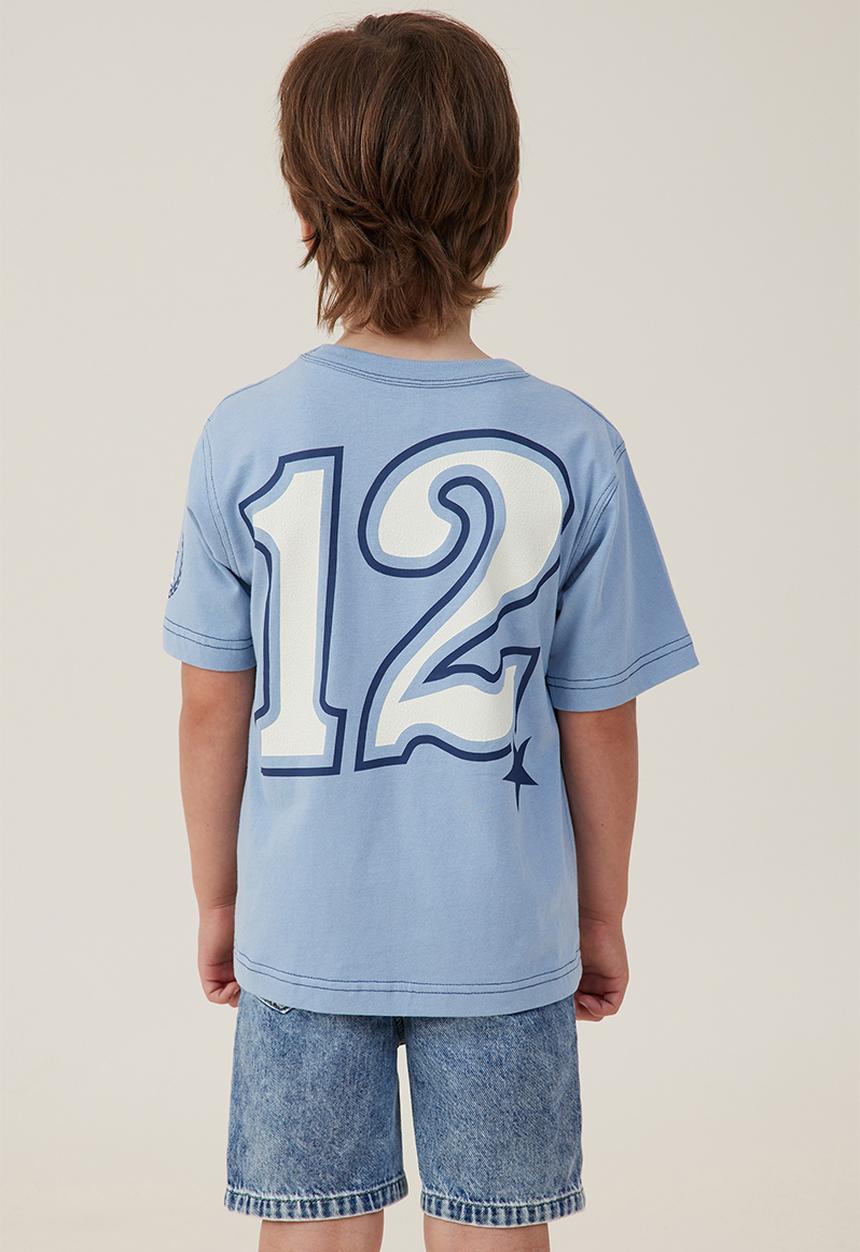 Cotton On - Jonny short sleeve print tee - dusty blue/athletics 12