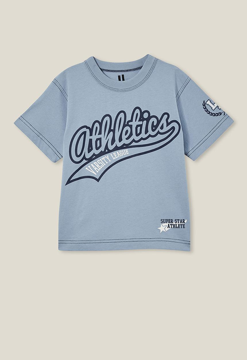 Cotton On - Jonny short sleeve print tee - dusty blue/athletics 12