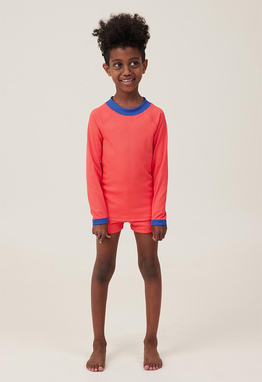 Cotton On - Flynn long sleeve raglan rash vest - anthurium/rib