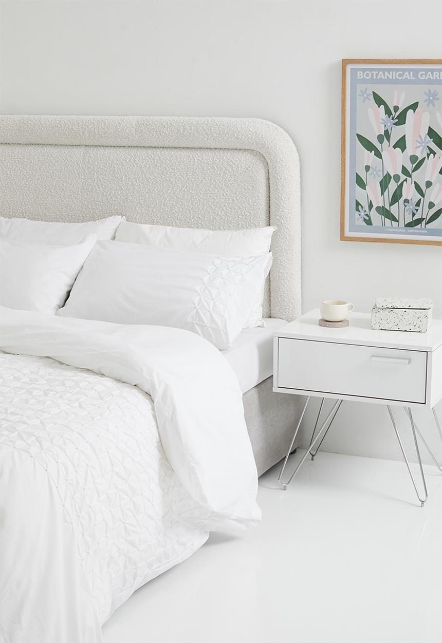 Sheraton Textiles - Harper 200TC cotton embroidered duvet set - white