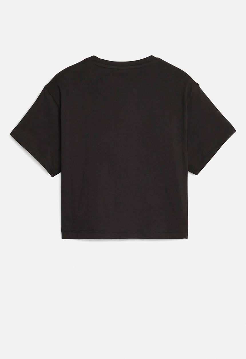 PUMA - Girls logo cropped tee - puma black-peach smoothie