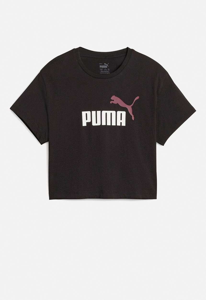 PUMA - Girls logo cropped tee - puma black-peach smoothie
