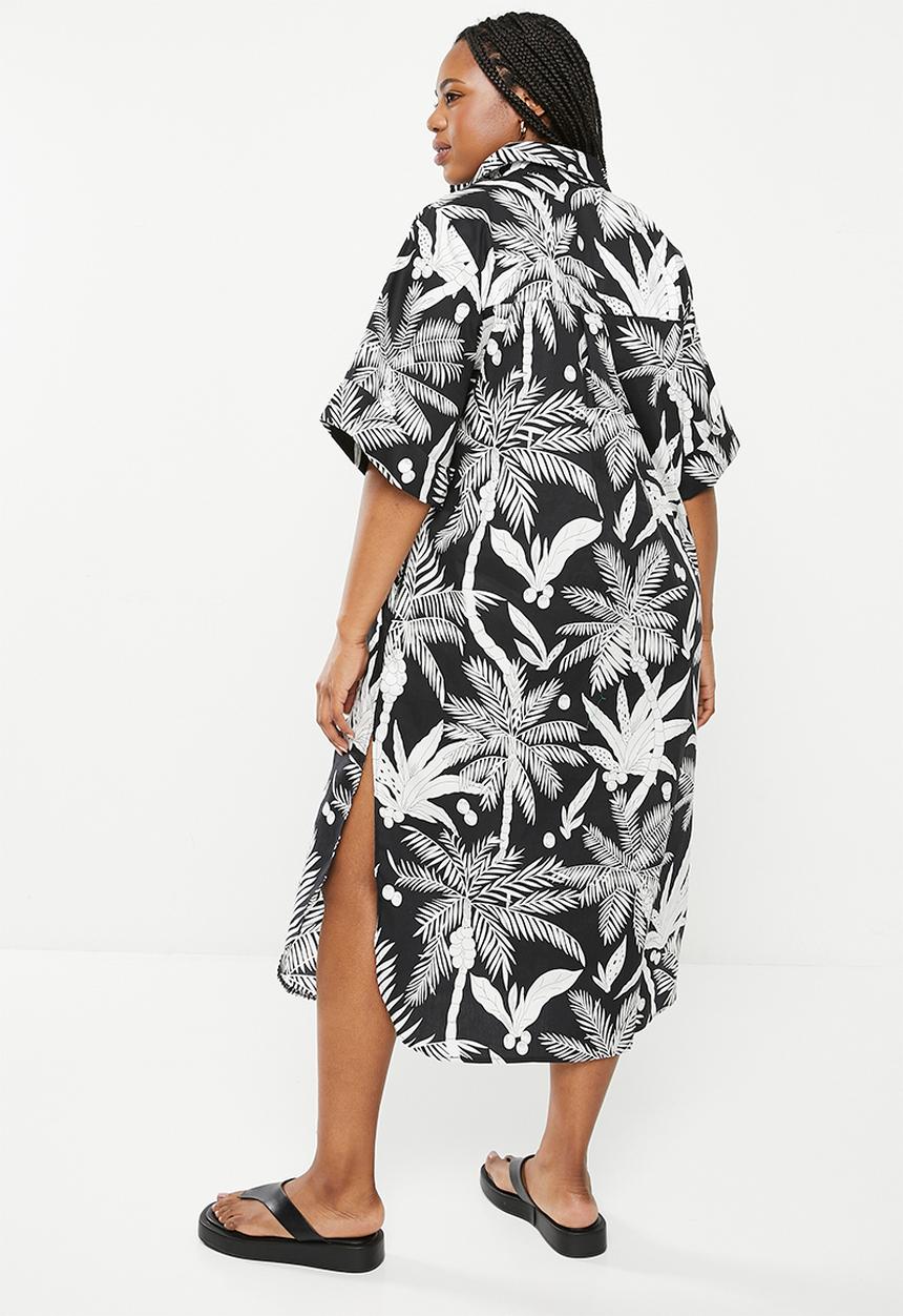 Me&B - Plus cotton tunic shirt dress - white lotus