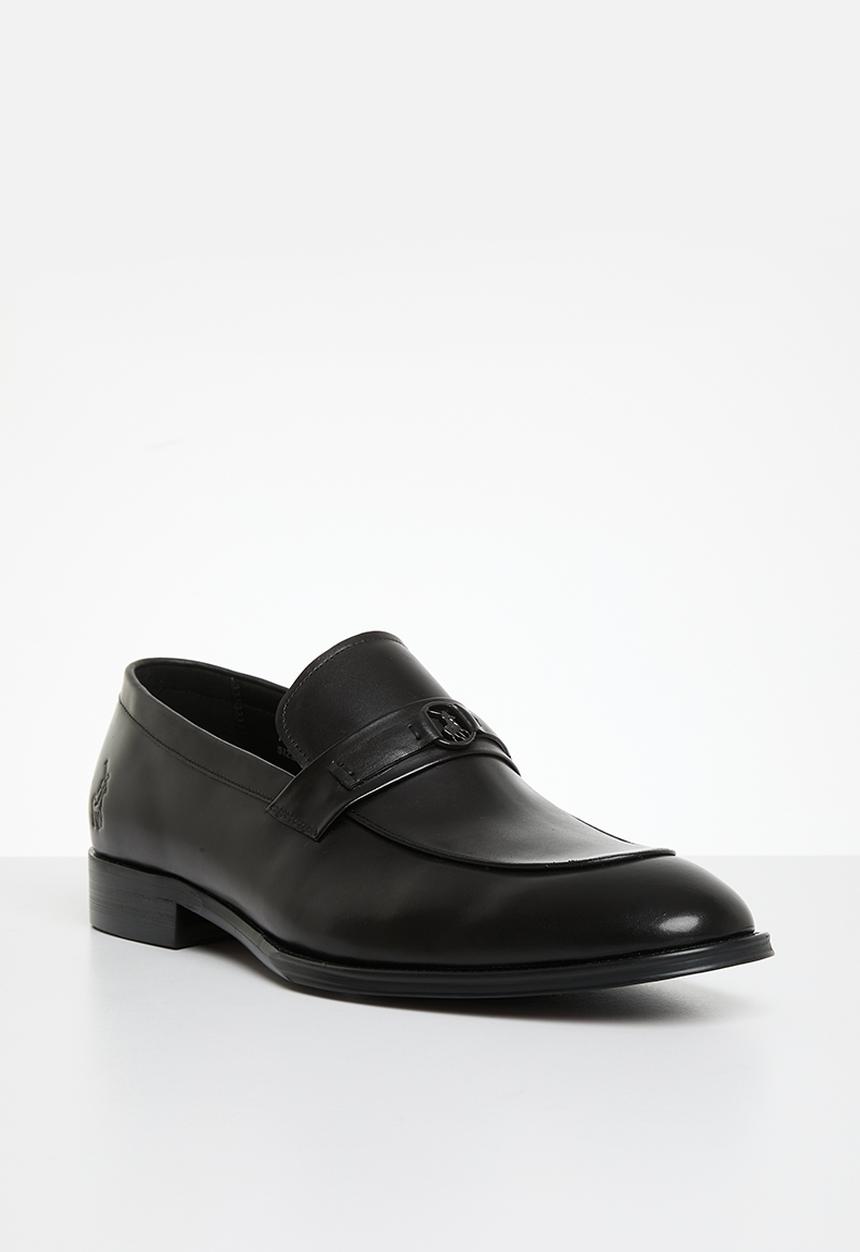 POLO - Circle pony trim penny loafer - black