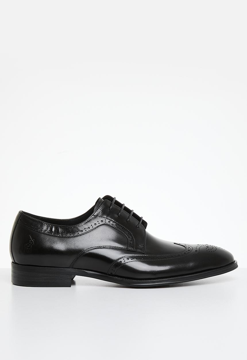 POLO - Wing cap gibson lace up - black