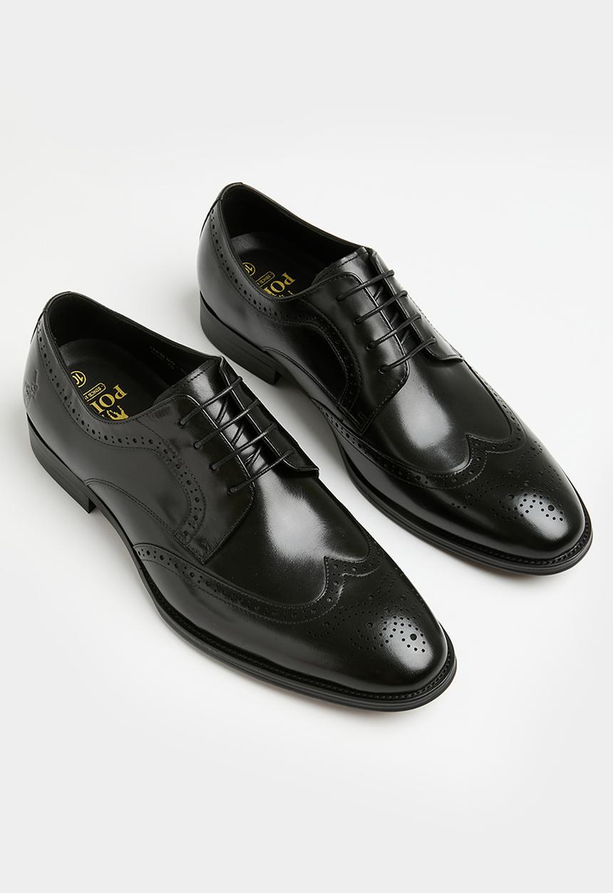 POLO - Wing cap gibson lace up - black