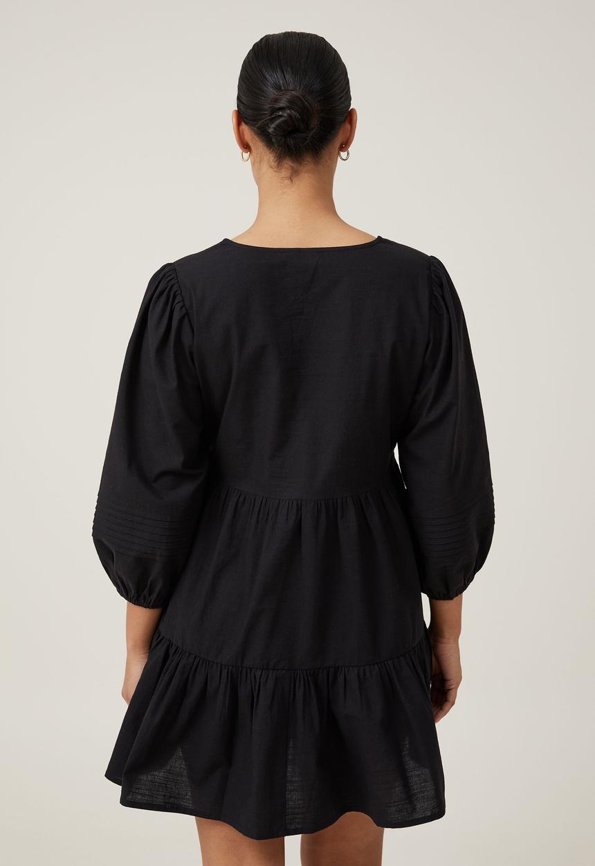 Cotton On - Remmie long sleeve mini dress - black