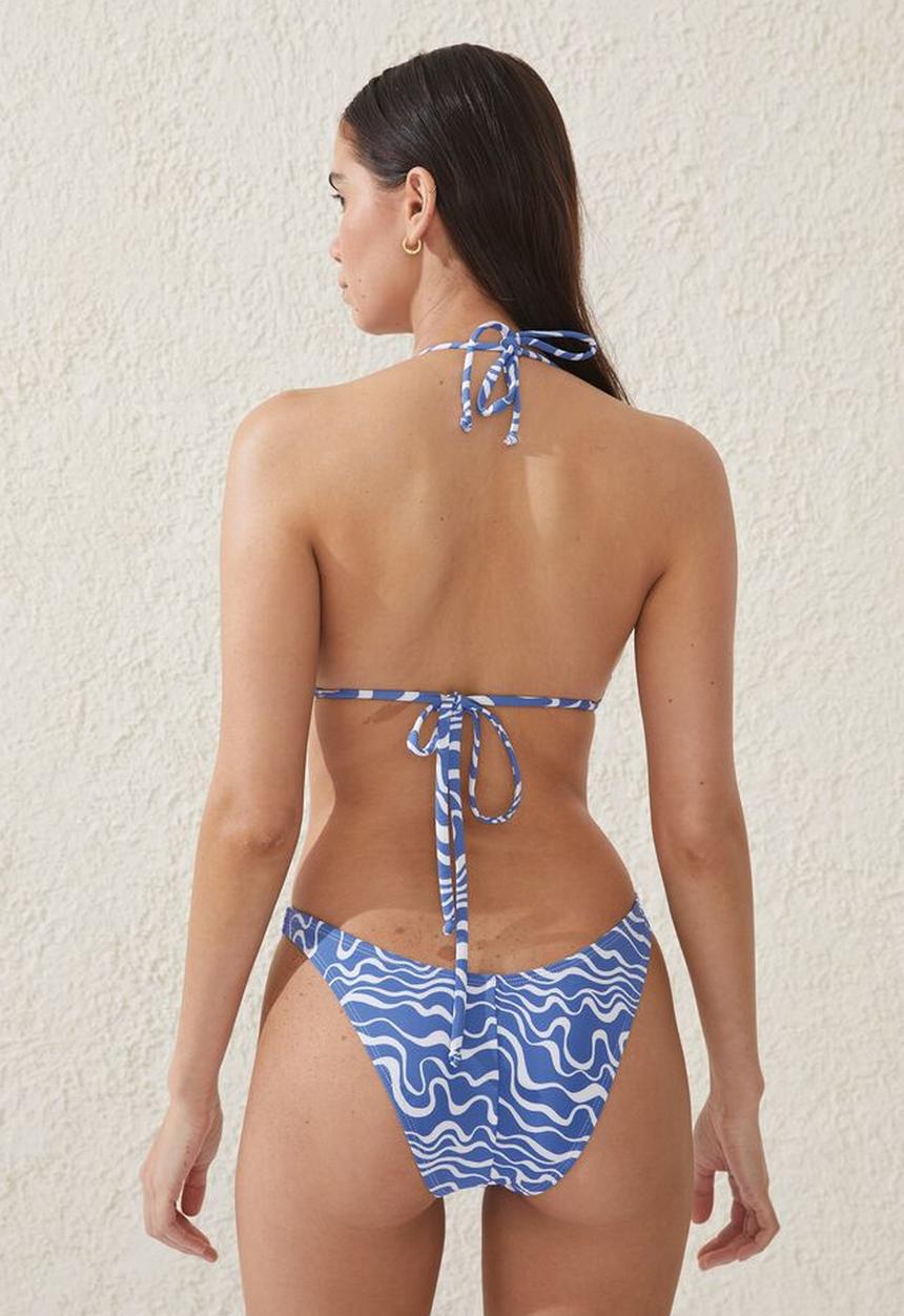 Cotton On - Slider triangle bikini top - sabrina wave blues