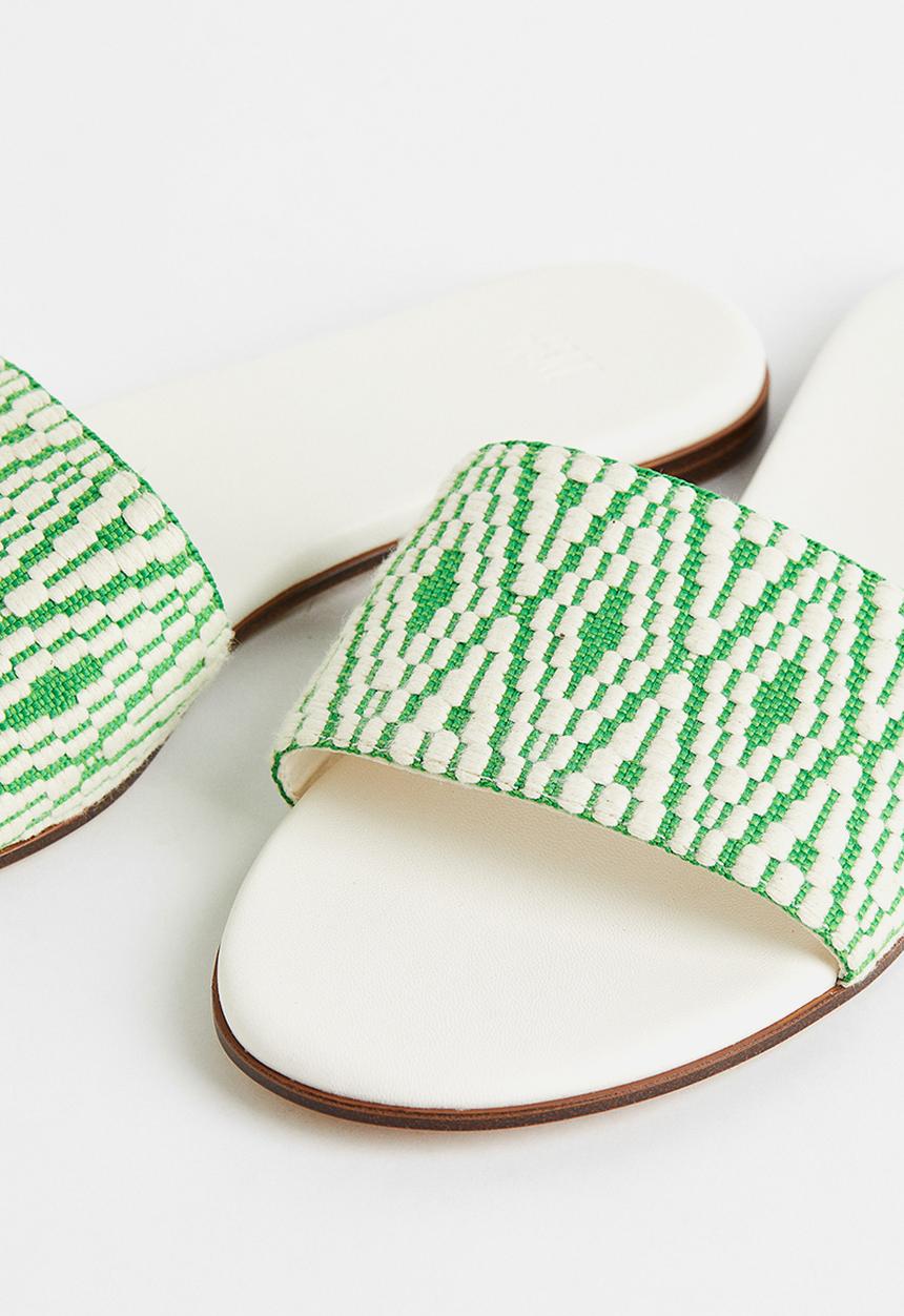 H&M - Jacquard-weave slides - green patterned