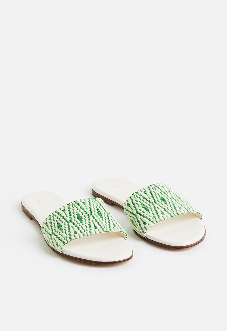 H&M - Jacquard-weave slides - green patterned