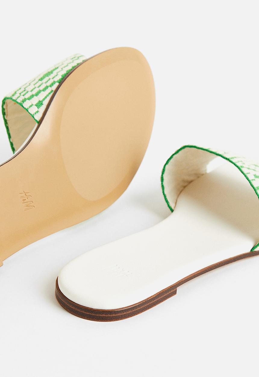 H&M - Jacquard-weave slides - green patterned