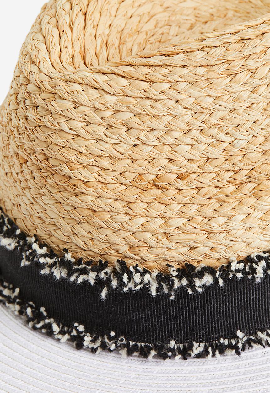 H&M - Straw hat - light beige block-coloured