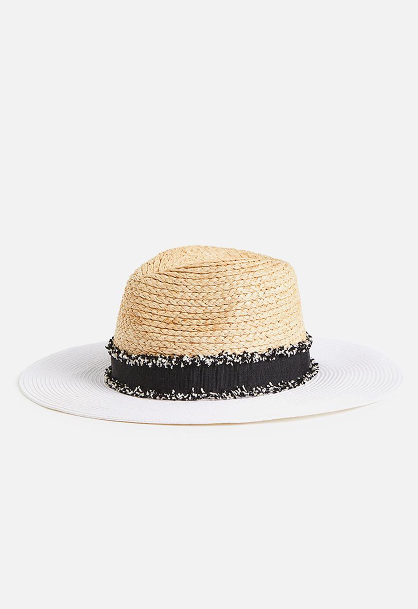 H&M - Straw hat - light beige block-coloured
