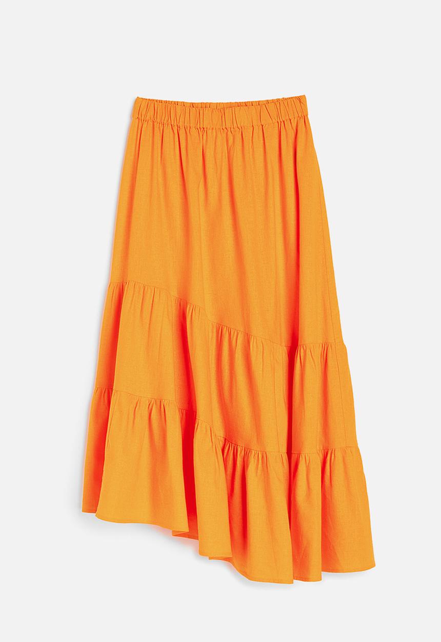 H&M - Asymmetric linen-blend skirt - orange