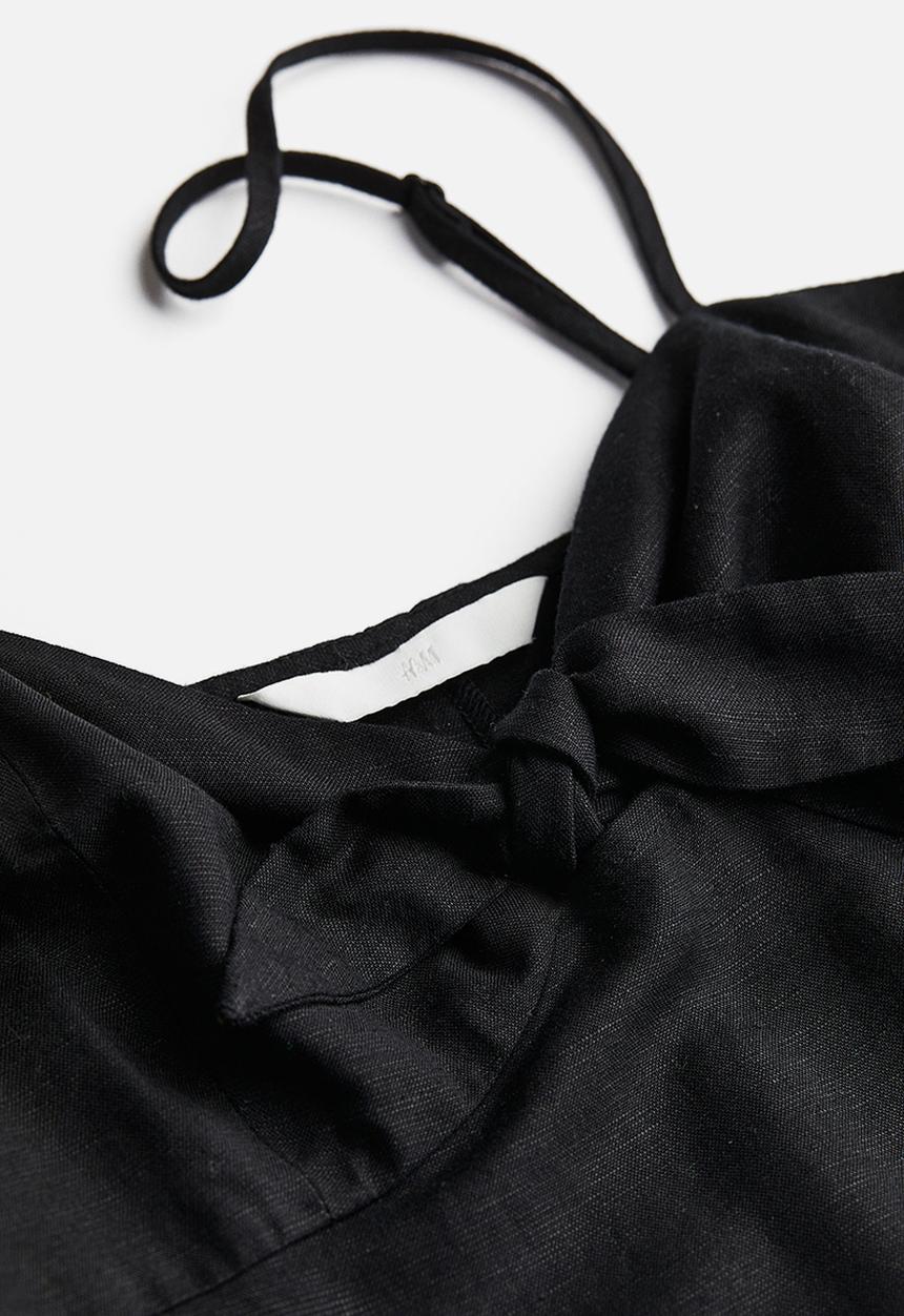 H&M - Linen-blend dress - black