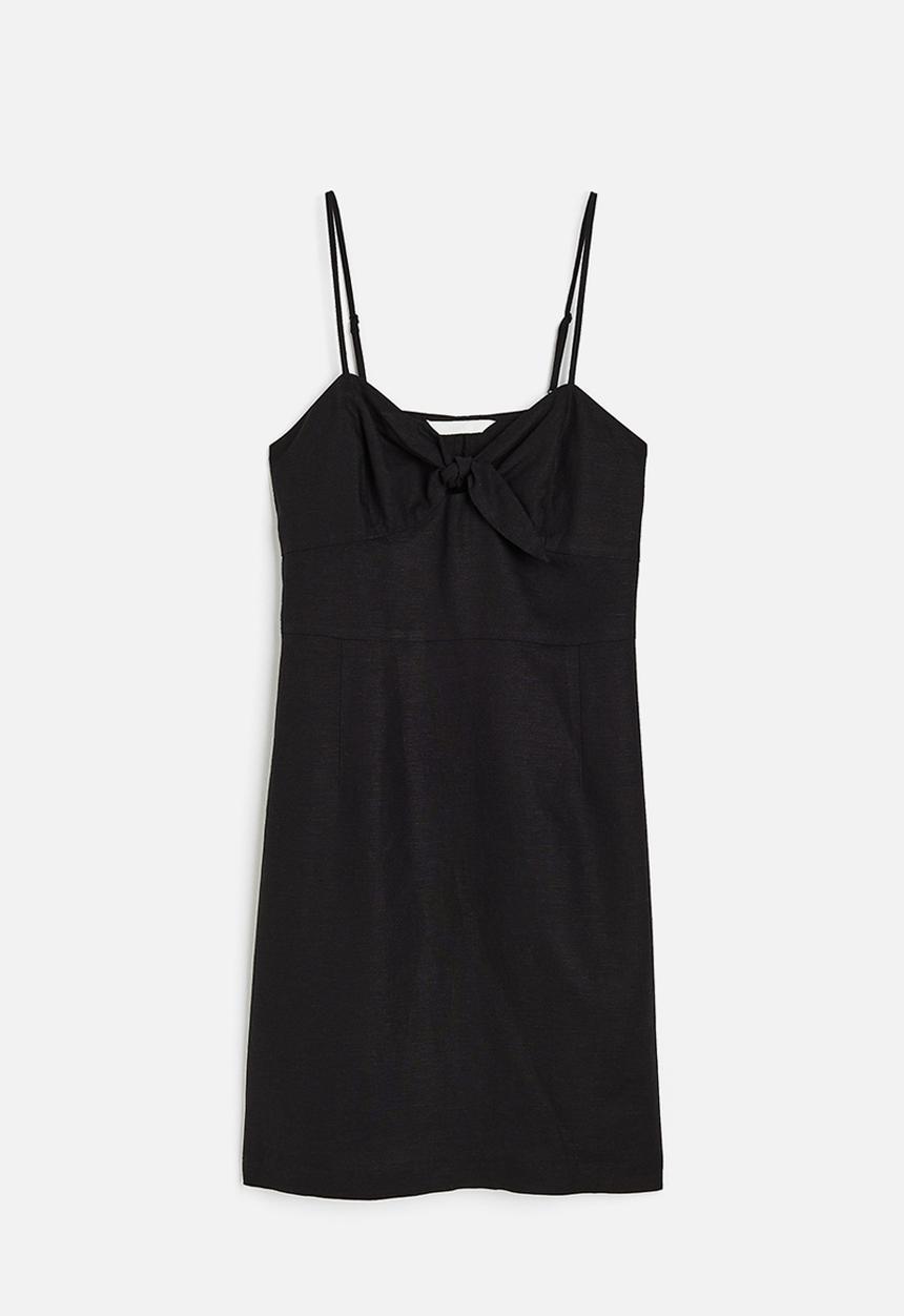 H&M - Linen-blend dress - black