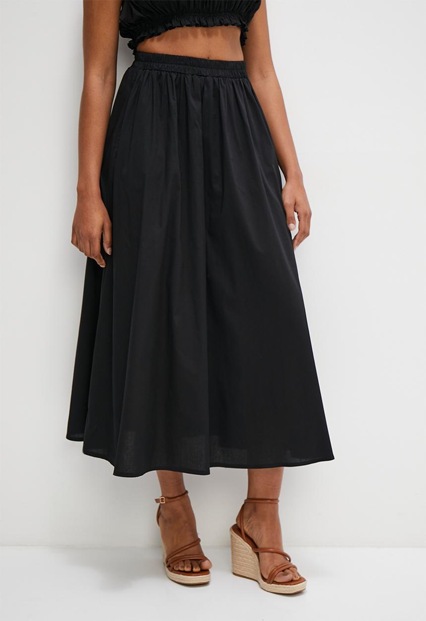 MILLA - Co-ord poplin midi skirt - black
